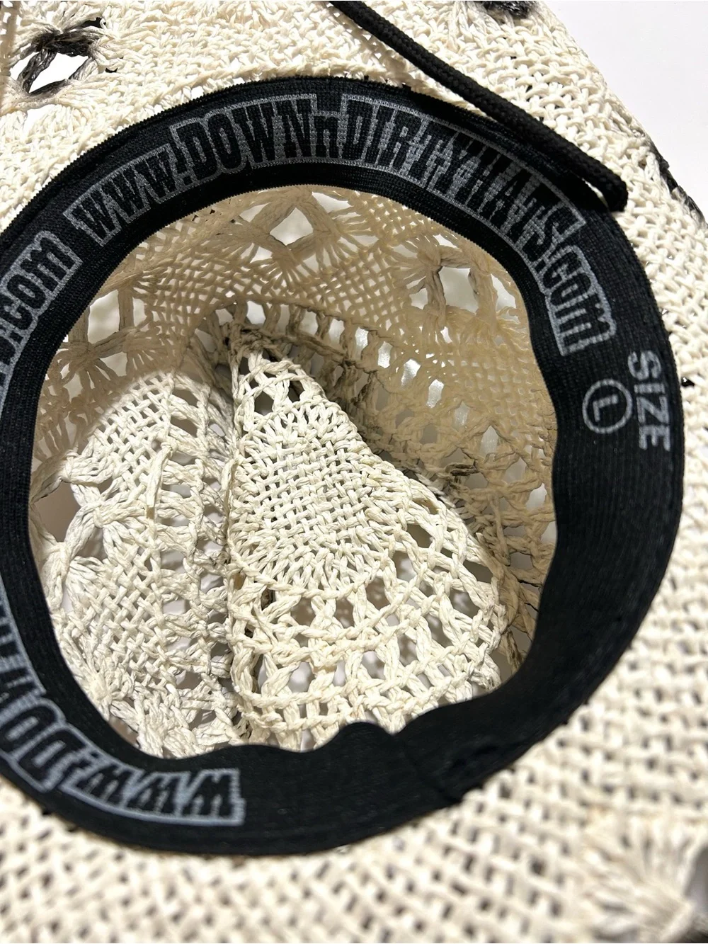 Handmade Straw Cowgirl Hat with Black Trim and Chin Cord